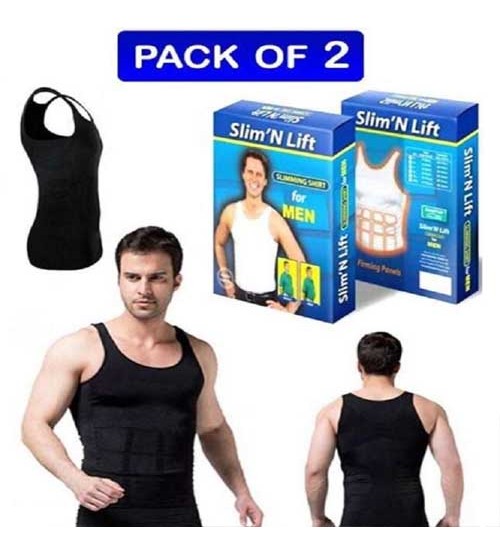 Pack Of 2 Slim n Lift Slimming Vest for Men - Black